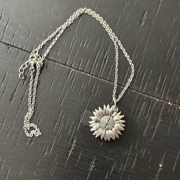 You Are My Sunshine Open Close Charm Locket Necklace Silver Tone Articulated - Picture 2 of 6